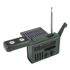 Dpofirs Emergency Hand Crank Solar Radio, AM FM Weather Radio with Foldable Reading Lamp, Portable Bluetooth Speaker with LED Flashlight for Indoor Outdoor (OD Green)