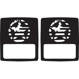 JeepTails USA American Flag Invasion Star Tail lamp Light Covers Compatible with Jeep Wrangler JL (Non-LED) Black Set of 2