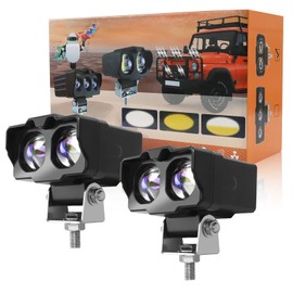 YXNXLIGHT 2PCS Motorcycle Fog Lights,100W Motorcycle Auxiliary LED Light Driving Spotlights, Amber/White Waterproof Offroad Work Lights,for Motorcycle ATV UTV SUV Pickup Truck Off Road Boat