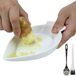 EIKS Ceramic Grater Plate for Grinding Wasabi Ginger Garlic Cheese Carrot Fruits Vegetables, Working for Home Kitchen Cooking Preparation