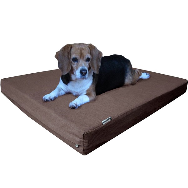 Dogbed4less Orthopedic Memory Foam Dog Bed for Medium Dogs with Washable Denim Cover, Waterproof Liner and Extra Pet Bed Case, 37X27X4 Inch, Brown