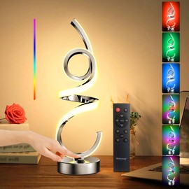 Wefomey Modern Spiral Table Lamp Color Changing Night Light Rechargeable LED Nightstand Lamp Dimmable Bedroom Lamp Remote Control for Home Decor Living Room Bedroom Office