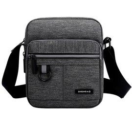 A-QMZL Men Shoulder Bag Messenger Bags Small Canvas Cross Body Bag Casual Travel Phone Bag Handbag with Multiple Pockets for School Working Hiking (Gray1)