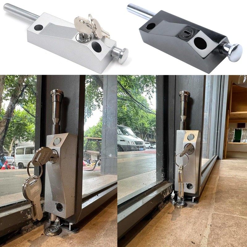 MY MIRONEY Black Sliding Door Lock for Window Glass Patio