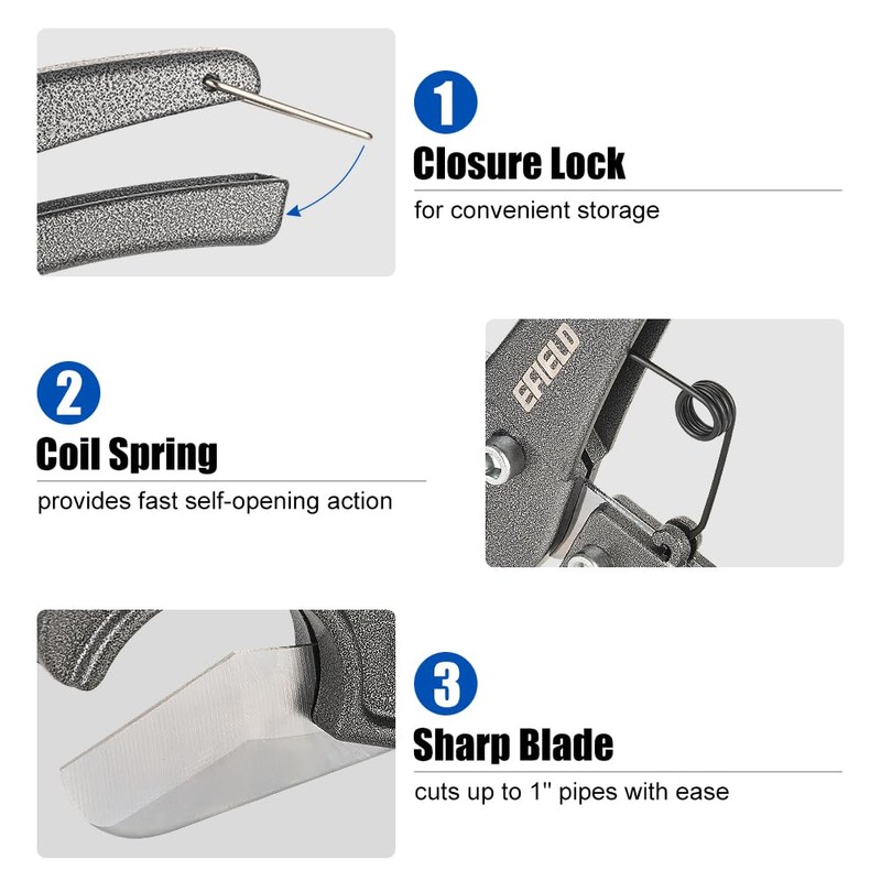 EFIELD 3/8" - 1" Pex Pipe and Plastic Pipe Cutter