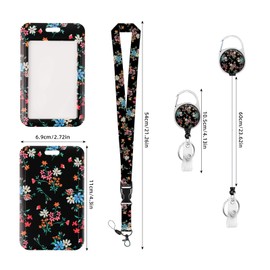 BigKego ID Card Holder with Strap ID Card Holder with Retractable Badge Reel Carabiner Clip Removable Lanyard Strap Key Ring Badge Holder for Students Teachers Nurse Employees