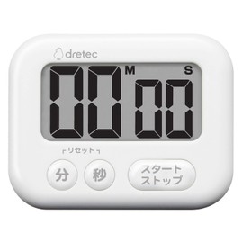 dretec 3-Key Timer, Easy to Operate, Large Screen LCD, Up to 199 Minutes and 50 Seconds, Countdown/Up, Repeat Function, Easy to Use Anywhere, 3 Ways to Study, Kitchen, Large Screen, Magnet, Digital, Bubbles, White