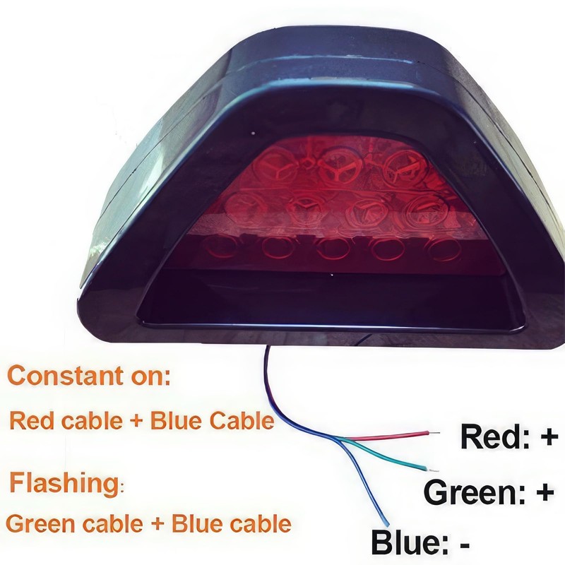 Riloer Car Rear Brake Light, 12v Universal 12 LED Third