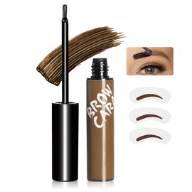 Peel Off Brow Gel, Waterproof Eyebrow Gel Create Fuller & Defined Looking Brows with Eyebrow Stencils for Women & Girl, 1 Pack (Light Brown)