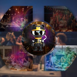 Robot Cat Galaxy Projector, Star Projector Galaxy Light with Remote Control, Bedroom Ceiling Projector,Light Colors Adjustable,Room Decor Aesthetic, for Christmas, Birthdays, Valentine's Day Black