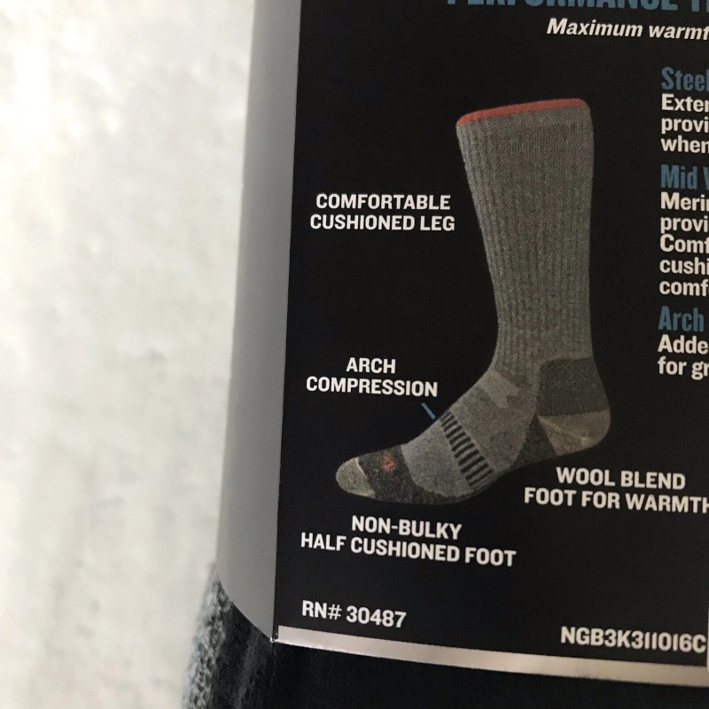 Genuine Dickies Dickies Mens Black Crew Performance WoolBlend Thermal Socks