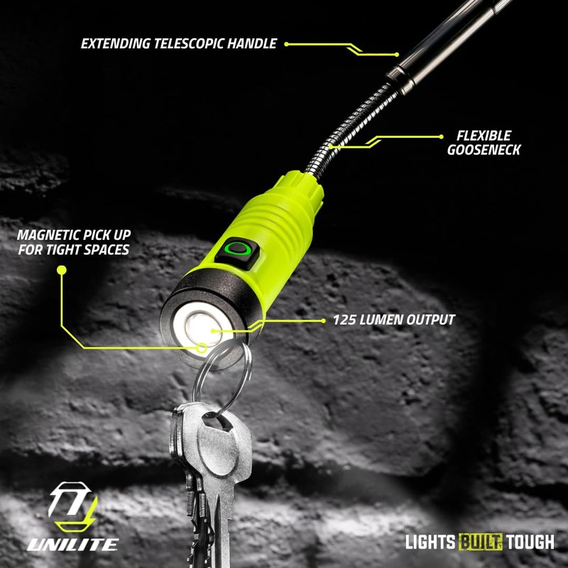 Unilite FLX-125 LED Telescopic Inspection Light, 125 Lumens, 17.7-52.2 cm