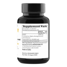 Monoherb Aakg 90 Cápsulas 1g Vegano Sin Sabor Suplemento Deportivo                                                                                    