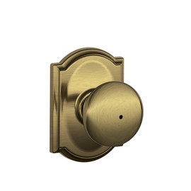 SCHLAGE F40 PLY 609 CAM Camelot Collection Plymouth Privacy Knob, Antique Brass