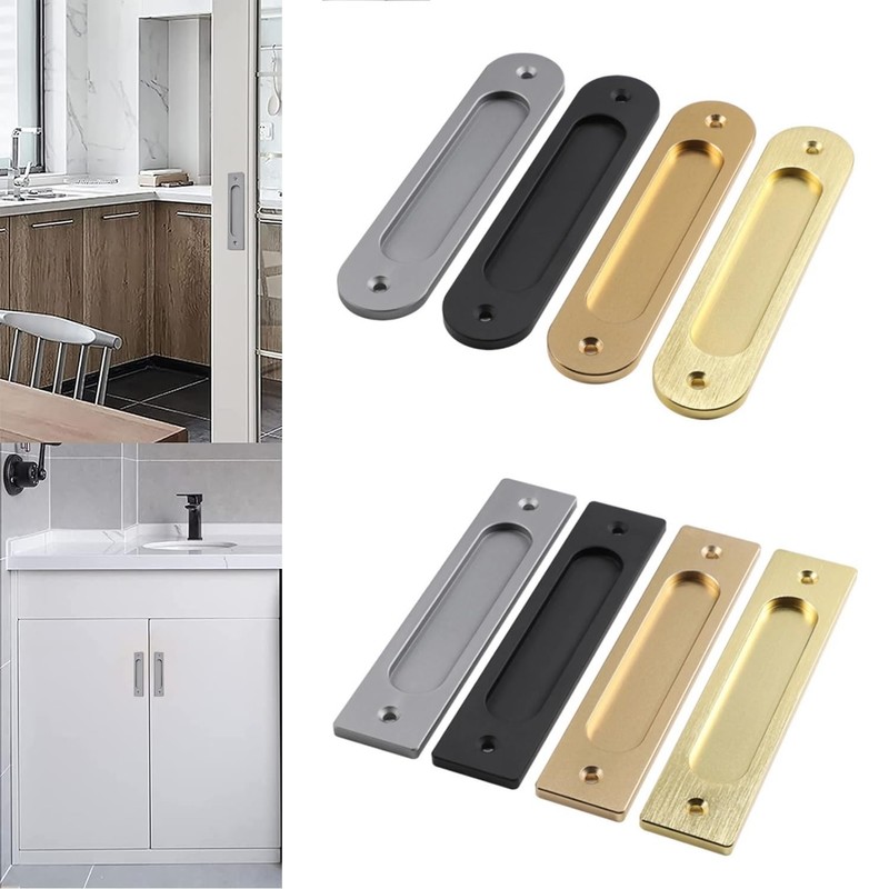 MiJunHD Recessed Sliding Door Pull, 2Pcs Rectangular Matte Gray 180