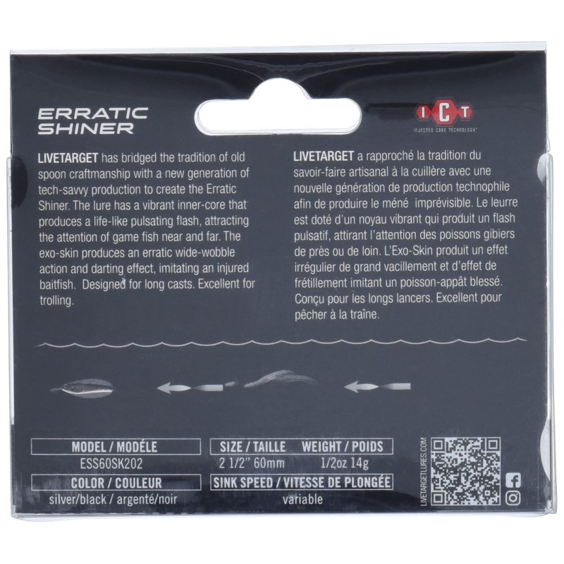 Fishing Tackle Lures Erratic Shiner Casting Silver-Black