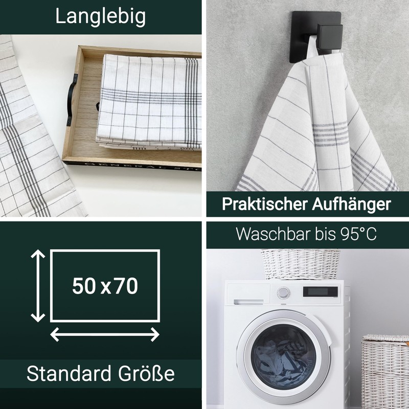ZOLLNER Set of 5 Cotton Tea Towels in 50 x