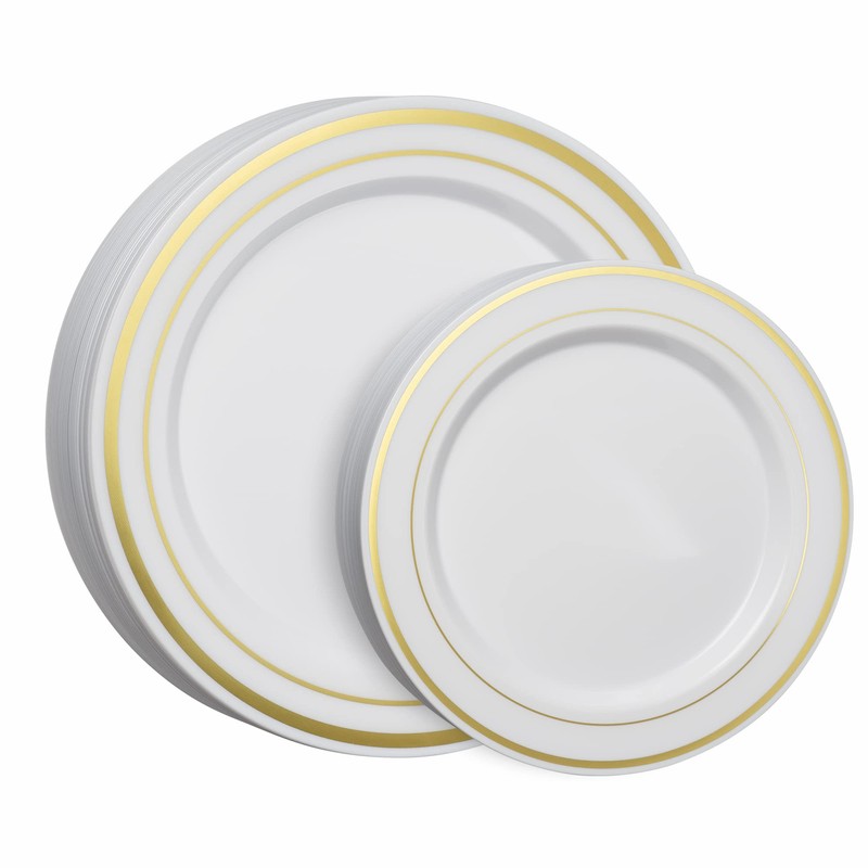 SETUP 60-Piece Gold Trim Plastic Dinnerware Set – 30 10.25"