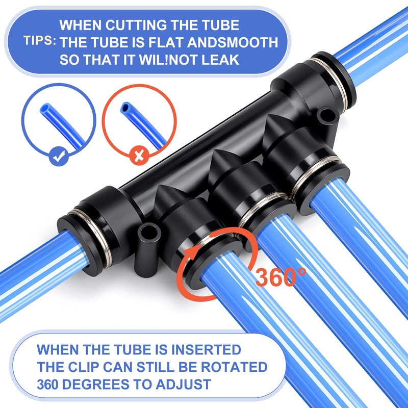 Bwintech 5 pieces 8 mm OD straight connectors, 5-way quick