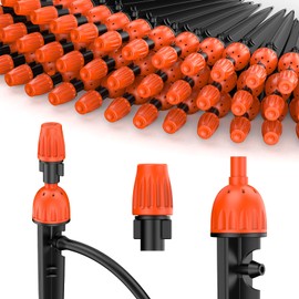 Pawfly 30 Pcs Drip Irrigation Emitters for 1/4" Tubing, 2-in-1 Irrigation Drippers with Misting Nozzles & 8-Stream Sprinklers, Drip Irrigation Parts with Stake & Adjustable 360 Degree Water Flow