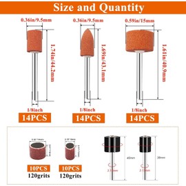 mxuteuk 64Stück Dremel Schleifaufsätze für Dremel-Rotary-Tools, inkl. 42 Aluminiumoxid-Schleifsteine (1/8 Zoll Schaft) sowie Schleiftrommeln und Zubehör zum Entrosten, Polieren und Bearbeiten