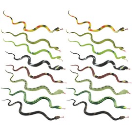 COM-FOUR® 16-piece rubber snake set - small realistic snake, cobra, asp viper, adder, reptile made of plastic - approx. 34 cm long [selection varies] (16 pieces - colored/34cm)