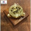Captain Brass Sundial Compass with Hardwood Wooden Box Nauticalmart