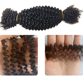 Afro Kinky Curly Bulk Human Hair for Twists/Braids/Permanent Micro Locs Bulk Human Hair Extensions For Braiding 100g/Bundles 20inch Natural Black