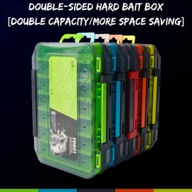 Boxonly Double-Sided Fishing Tackle Storage Box, Small Green Lure Organizer for Hooks, Portable, Waterproof & Clear Case, Accessories & Terminal Tackle