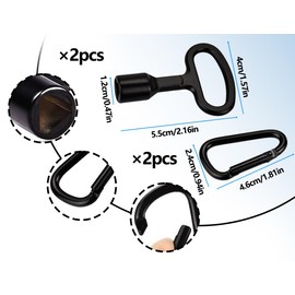 Lhbwhiz Set of 2 Triangular Key Set, Metal Triangular Tap Key, Wheelie Bin, Triangle Key, 3 Sided Key for Barrier Posts, Triangle Key with D Carabiner Hook, for Water Box (Black)