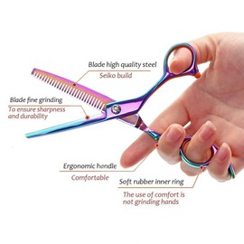 DONGXIUB 6" Colorful Gradual Change Stainless Thinning Scissors Barber Hair Styling Hairdressing Haircut Shears