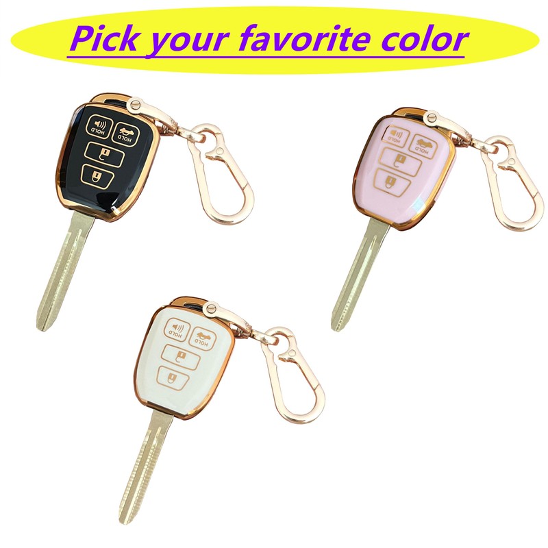 QIXIUBIA for Toyota Key Fob Cover Smart Key with Keychain