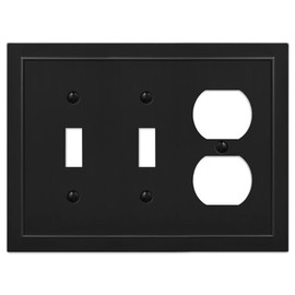 Amerelle 57TTDBK Bethany Wallplate, 2 Toggle / 1 Duplex, Cast Metal, BlacK 1-Pack