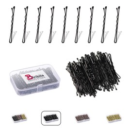 Biribila Bobby Pins 150 Pcs, Black – 5cm Long Hair Grips with Storage Box – Thicker & Strong Kirby Grips for All Type of Hairs – Hair Pins for Hair Styling & Make UP (Black)
