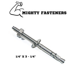 MIGHTY FASTENERS Wedge Anchors, 1/4" x 3-1/4" - Premium 304 Stainless Steel, Heavy-Duty Expansion Bolts for Concrete & Masonry, Anti-Rust Performance, Durable - 25 Pack