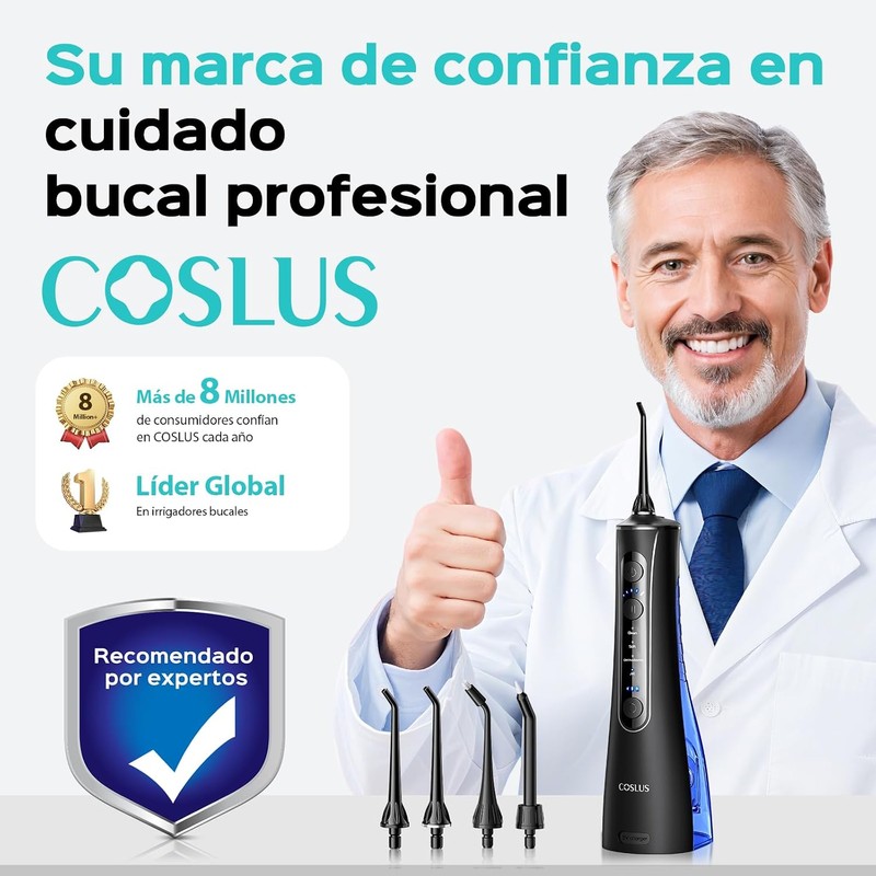 COSLUS C50 Irrigador Bucal Portátil para Dientes, 4 Modos y