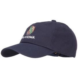 e4Hats.com Oklahoma State Flag Embroidered Unstructured Washed Cap - Navy OSFM