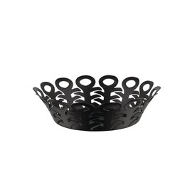 Alessi Vimini Perforated Steel Epoxy Resin Painted Basket Bowl, Black, 21 cm