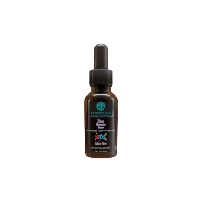 Zinc Ionizado Kids Sabor Uva 30 Ml Indigo Life Uva