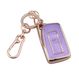 Cute Bling Key Fob Cover for Lexus, Diamond Cut TPU Case with Keychain, Protective Shell for Lexus RX ES GS LS NX RS GX LX RC LC Smart Key Case,Purple