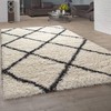 Boho Shag Rug in Cream with Modern Diamond Pattern, Scandinavian