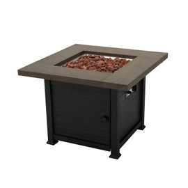 PatioFestival 34" Gas Fire Pit Table Square Propane Fire Pit Outdoor Fire Table 50,000 BTU Auto-Ignition with Metal Top w/Lava Rock