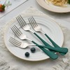 Onlycooker 24 piece Green Forks and Spoons Silverware Set,Green Handle