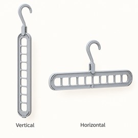 3-Pack 9-Hole Space Saving Clothes Hangers for Closet Organization – Foldable Plastic Hanger Organizer for Small Wardrobes