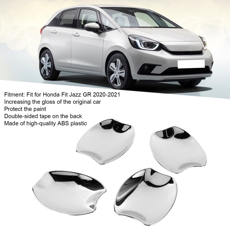 4pcs Side Door Handle Bowl Cover Trim Chrome ABS Fit