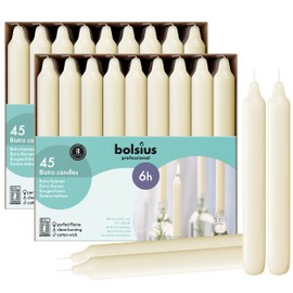 BOLSIUS Ivory Candlesticks - 2 Packs = Total 90 Candles - 6+ Hours - Premium European Quality - Consistent Smokeless Flame - Unscented Dripless Dinner Candles