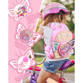 LSSAGOON Unicorn Butterfly Wings Backpacks for Girls,Cute Sequins PU Leather School Bag for Kindergarten Nursery Preschool Primary,Toddler Kids Bookbag,Gift for Xmas Birthday.