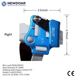 NewDoar Right Foot Ascender Riser Rock Climbing Tree Arborist Mountaineering Rappelling Quick Step Equipment CE Certified Climbing Device for 8~13MM Rope(Right Blue)