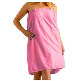 BY LORA Womens Spa Wrap Towels Hanger Loop, One Size, Pink Cover Up