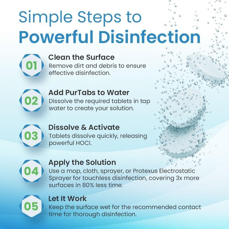 PurTabs 3.3 gram Sporicidal NaDCC Tablet Disinfectant - Multipurpose, Concentrated